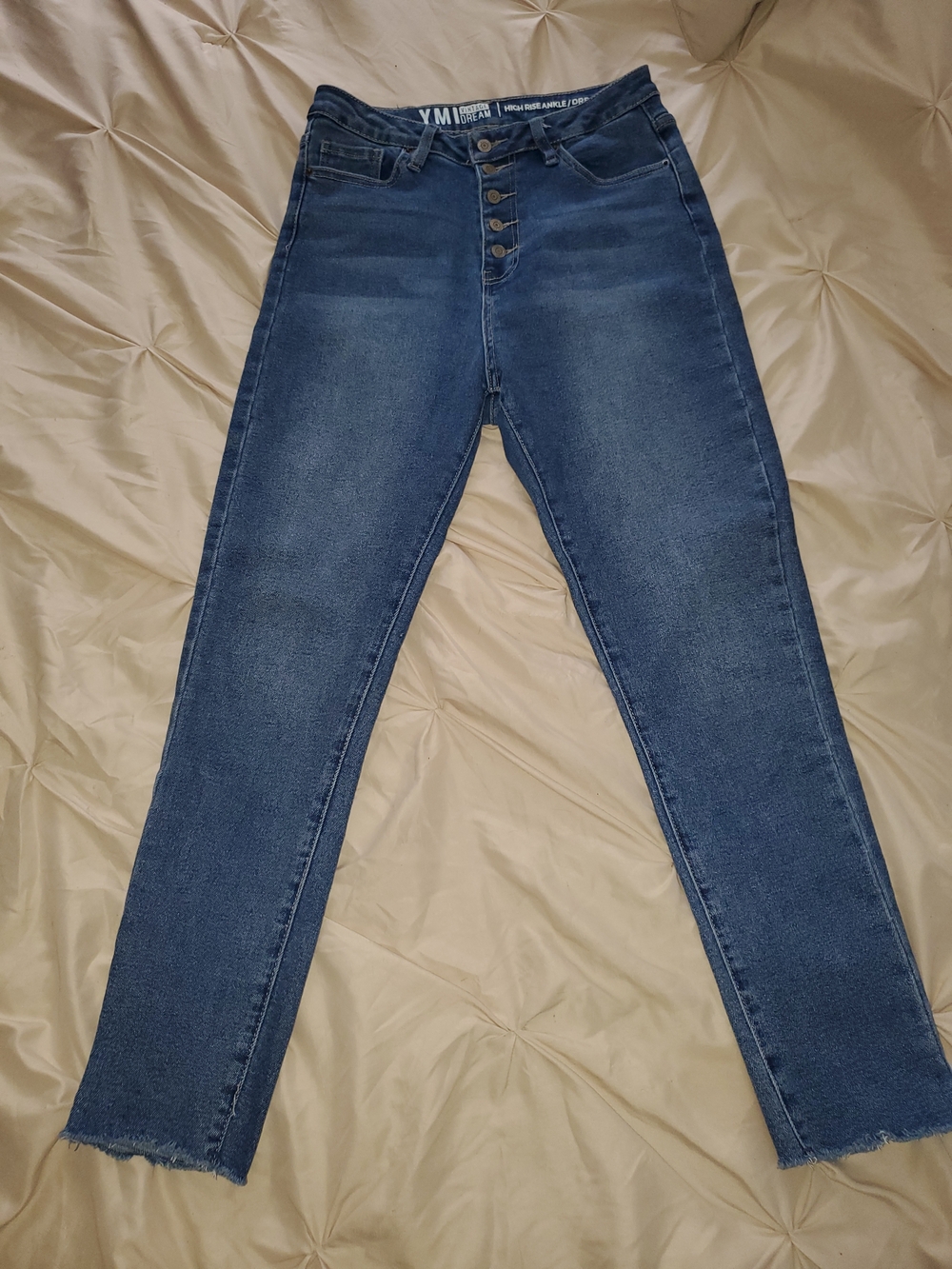 YMI High-Rise Button-Fly Jeans in Dark Blue Wash
